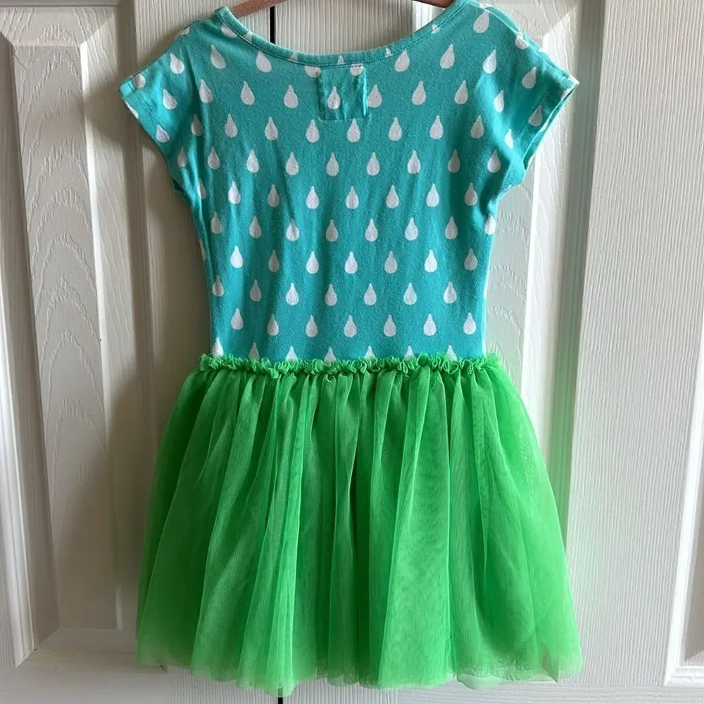 Taylor Joelle Little Girls Dress - Aqua & White Top with Green Tutu Style Bottom